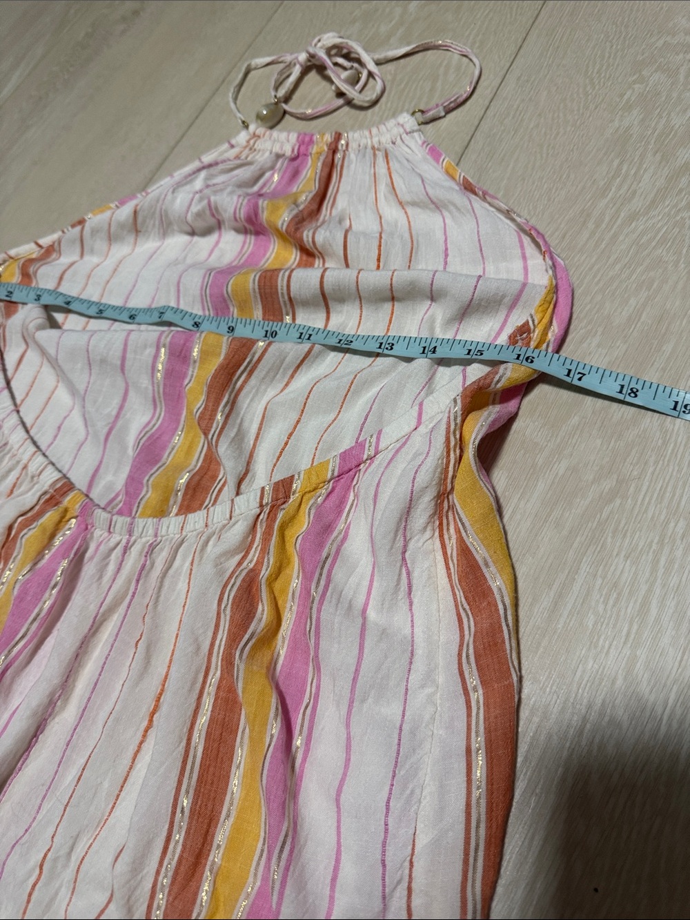 l*space Striped Halter Cover Up Lydia in White, Pink, Orange, Yellow - Picture 9 of 9